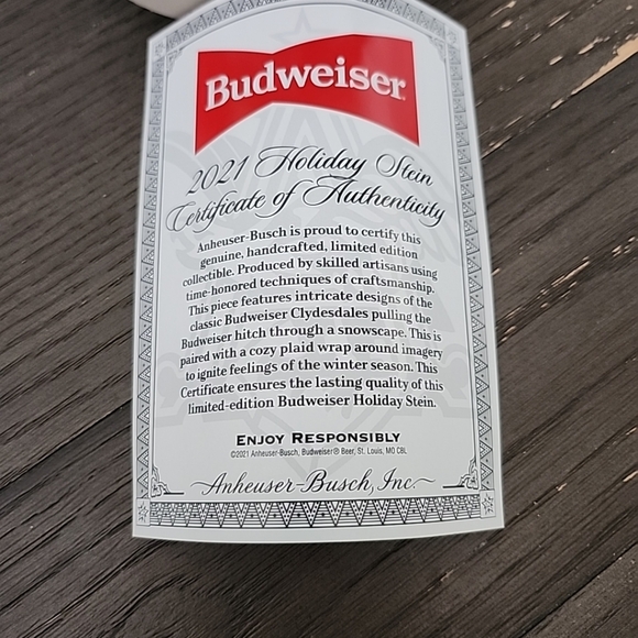 Budweiser 2021 Collectors Plaid Holiday Christmas LARGE 28 oz. Beer Stein Mug - Picture 6 of 6